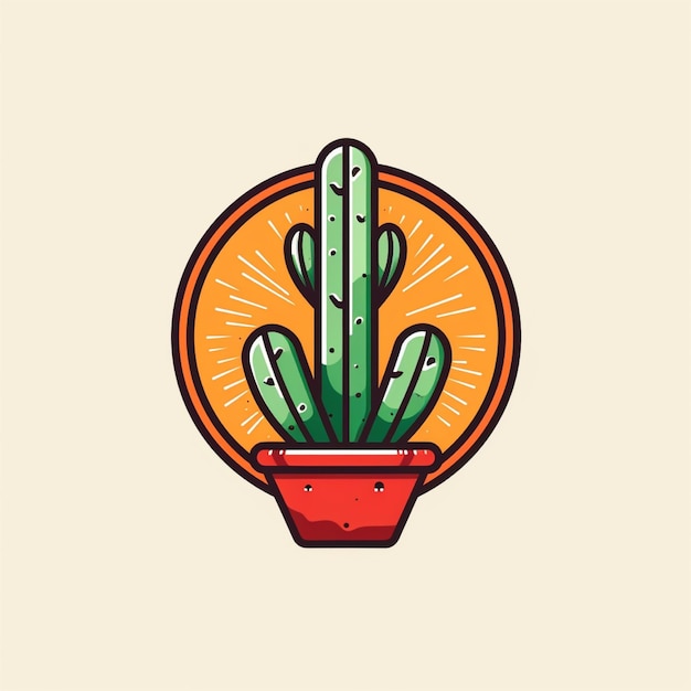 Photo flat color cactus logo vector