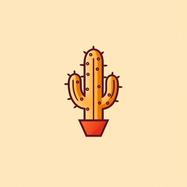 flat color cactus logo vector