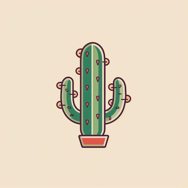 flat color cactus logo vector