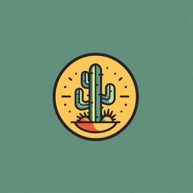 flat color cactus logo vector