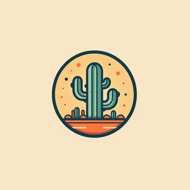 Photo flat color cactus logo vector