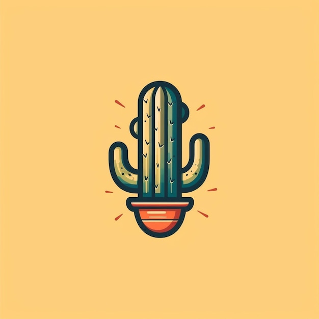 Photo flat color cactus logo vector