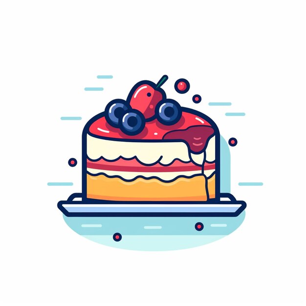 写真 フラットカラーケーキ ロゴベクトル