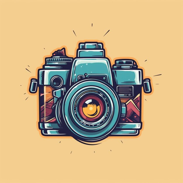 flat color camera logo vector