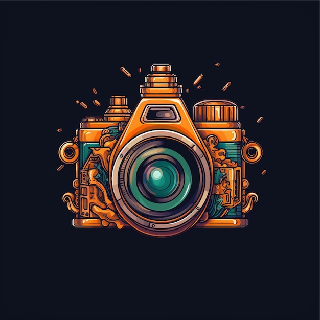 flat color camera logo vector