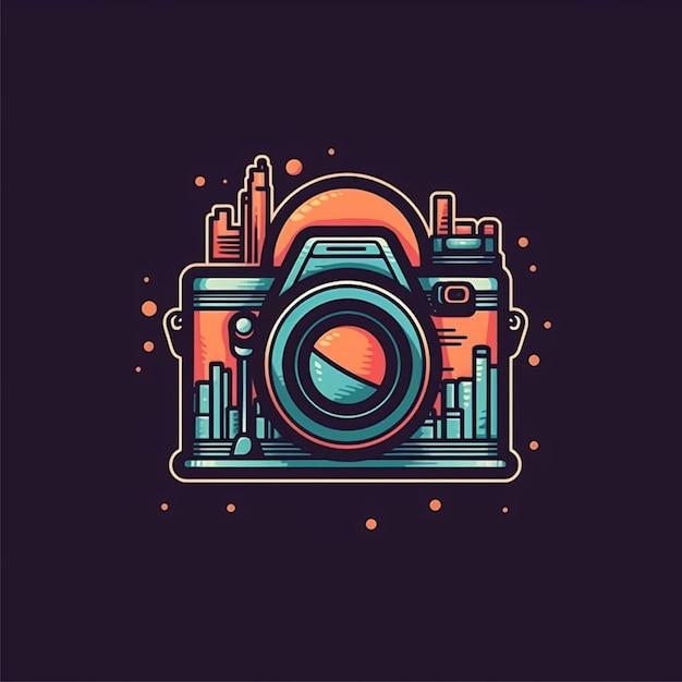 flat color camera logo vector