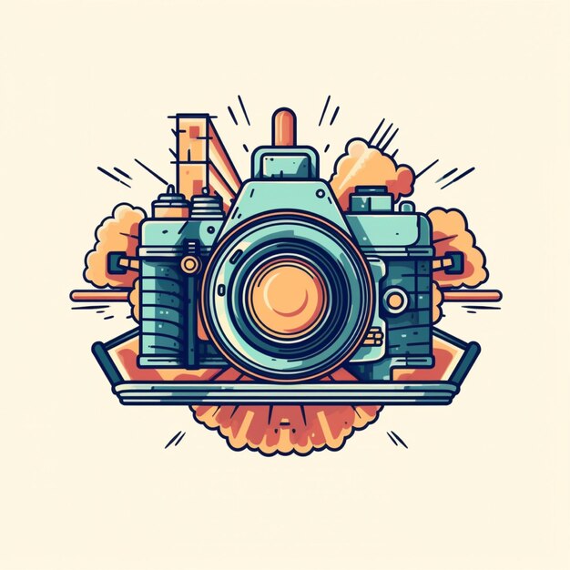 flat color camera logo vector