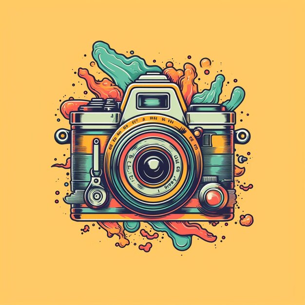 Premium AI Image | flat color camera logo vector