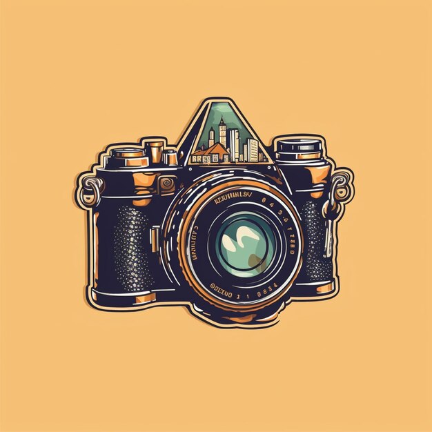 flat color camera logo vector