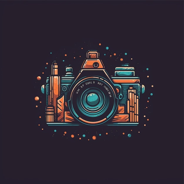 Photo flat color camera logo vector