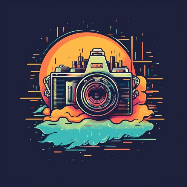 Photo flat color camera logo vector