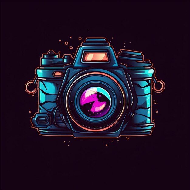 flat color camera logo vector