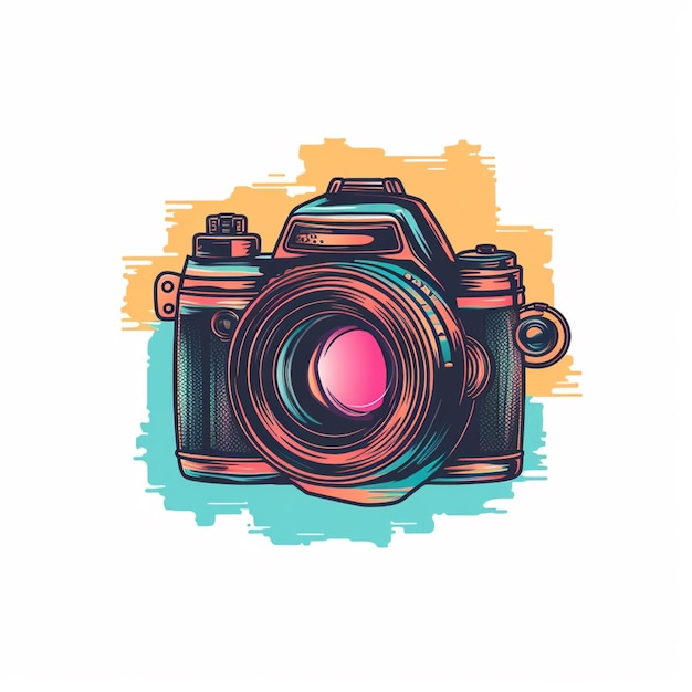 flat color camera logo vector