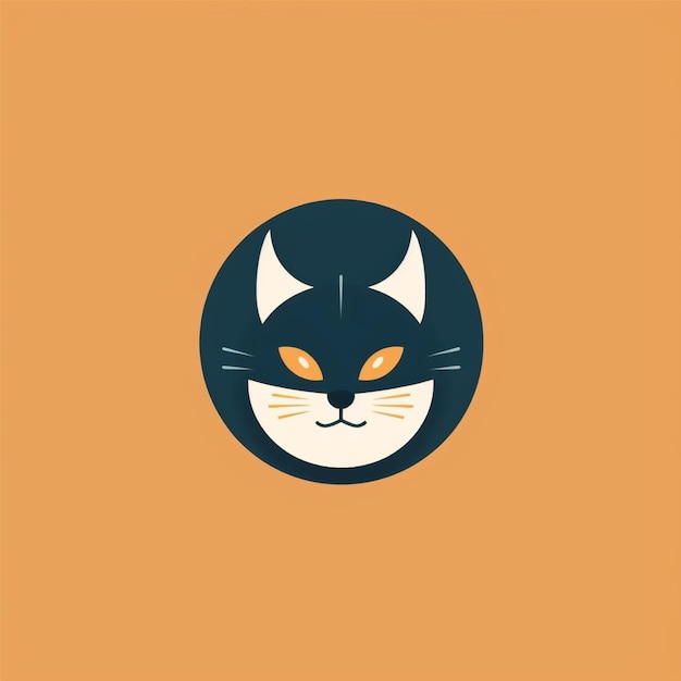 Foto vettore di logo del gatto di colore piatto
