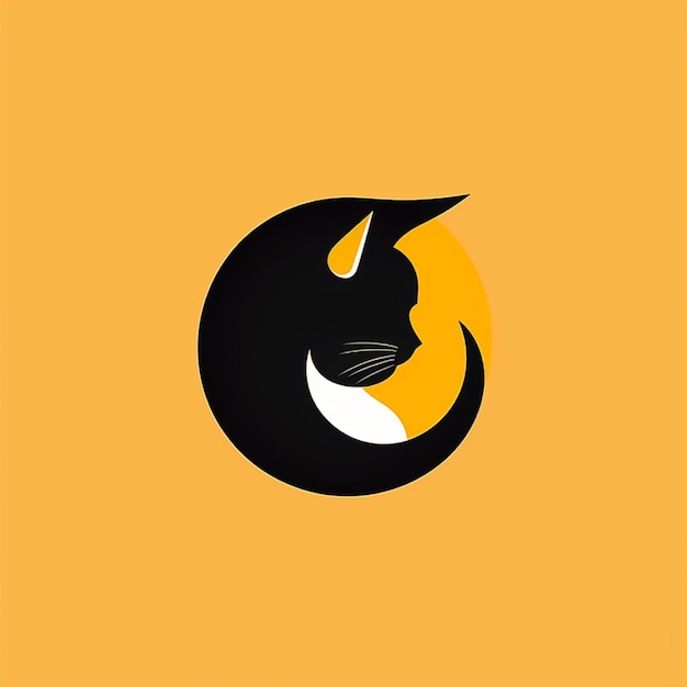 フラットカラーの猫のロゴのベクトル
