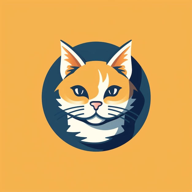 flat color cat logo vector