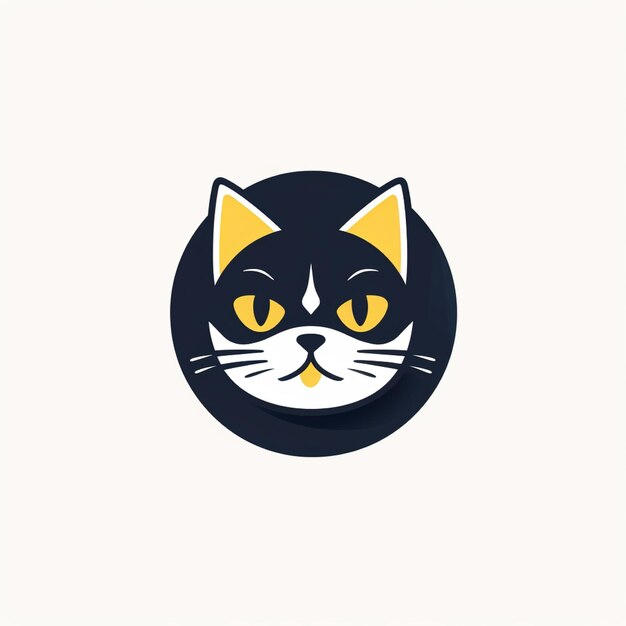 flat color cat logo vector