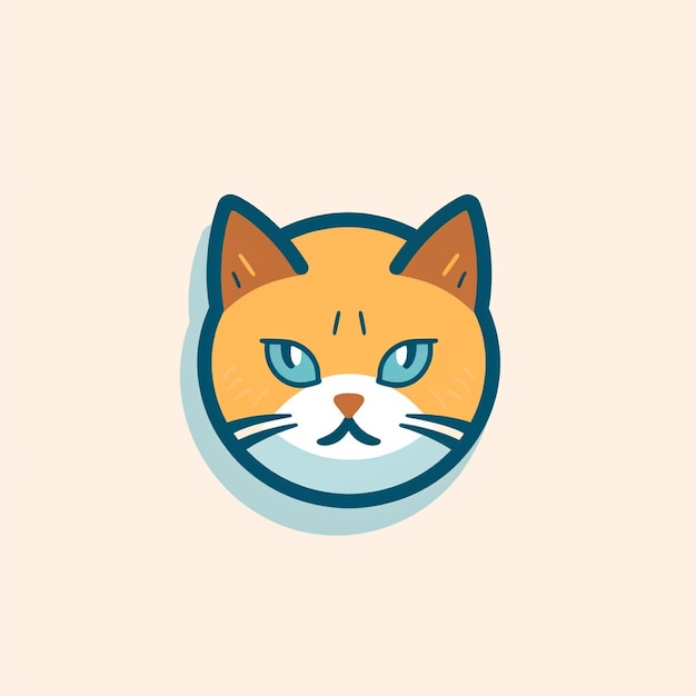 Photo flat color cat logo vector