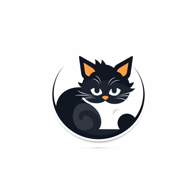flat color cat logo vector