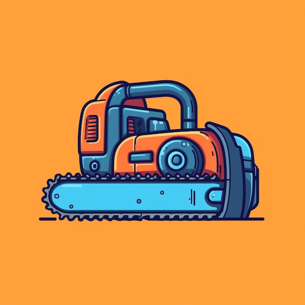 flat color chainsaw logo vector