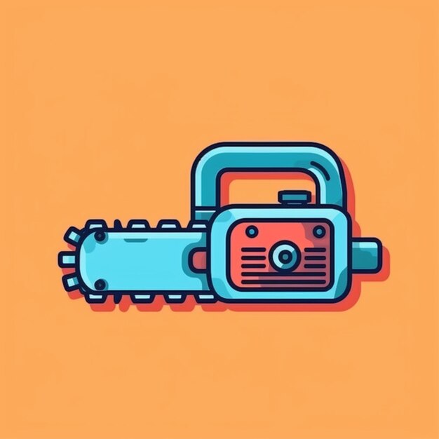 flat color chainsaw logo vector