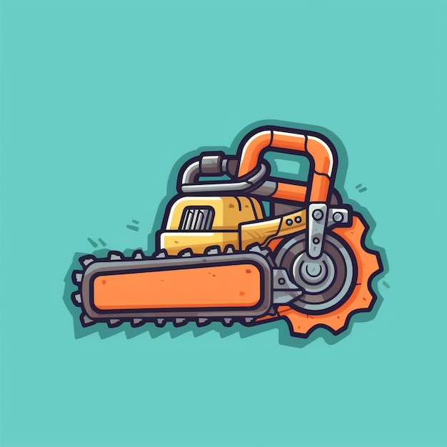 Photo flat color chainsaw logo vector