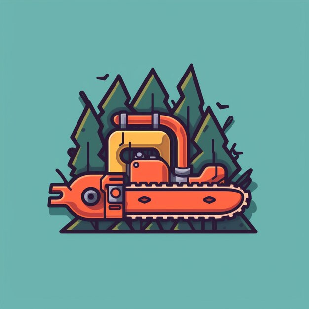 flat color chainsaw logo vector