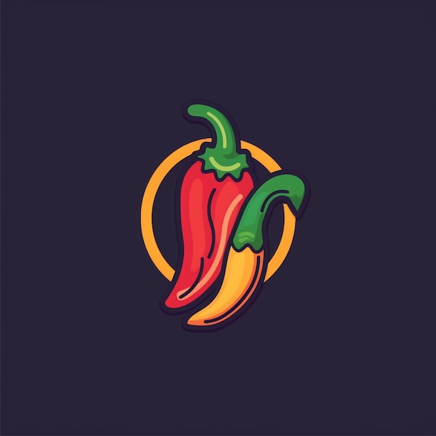 flat color chili logo vector