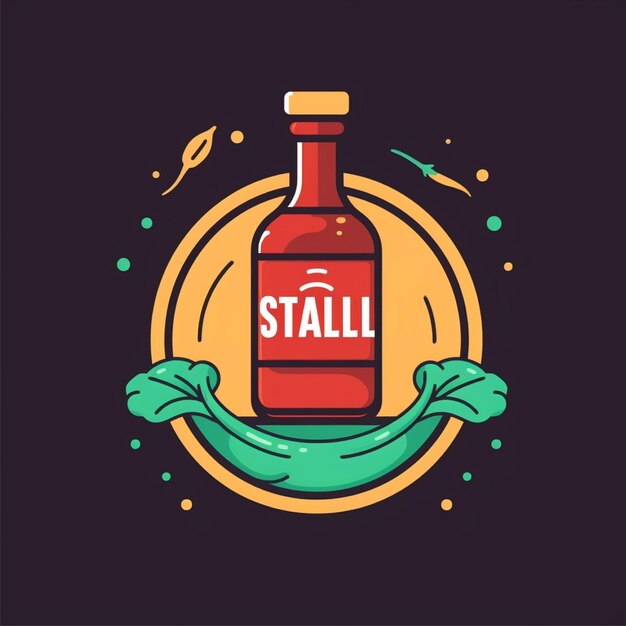 Photo flat color chili sauce logo vector