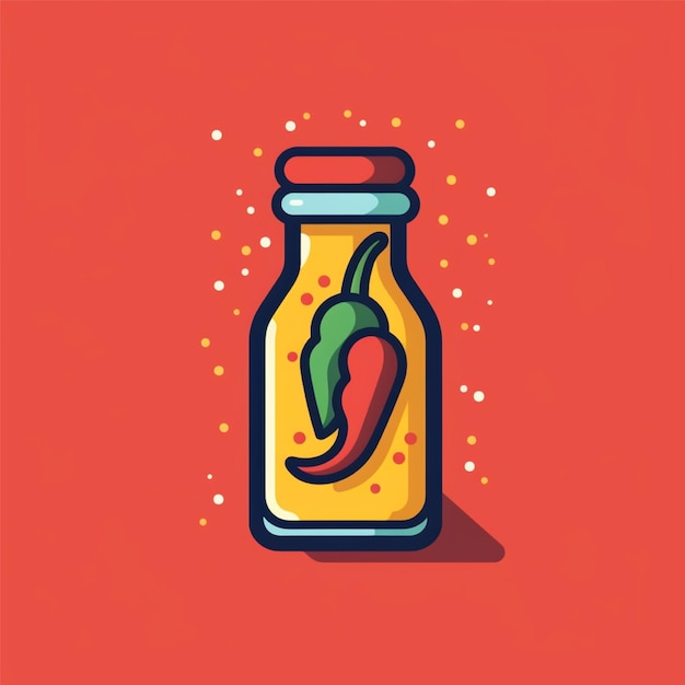 flat color chili sauce logo vector