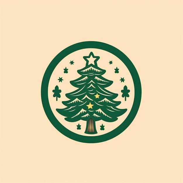 flat color christmas tree logo vector