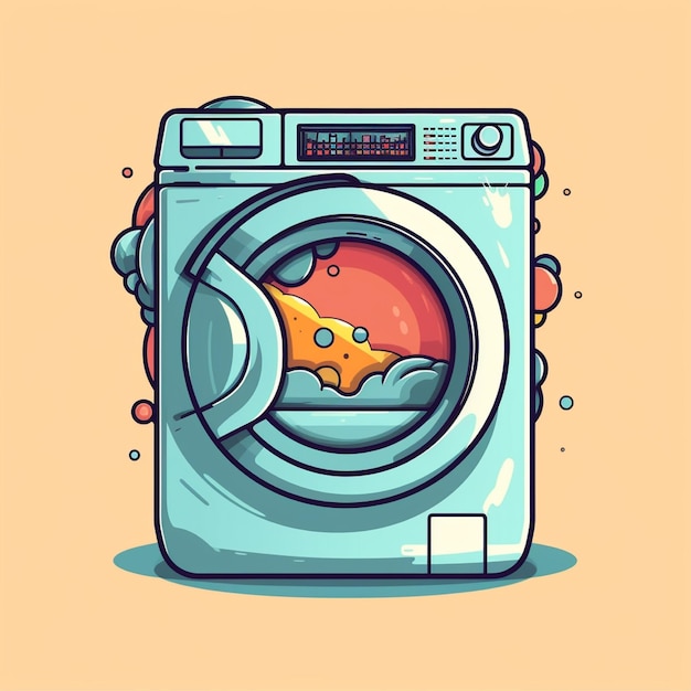 flat color clothes washing machine logo vector