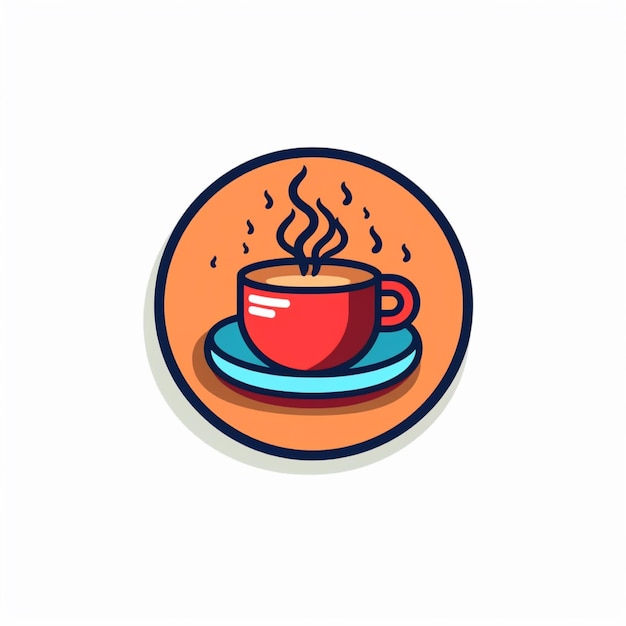 フラット カラー コーヒー ロゴ ベクトル