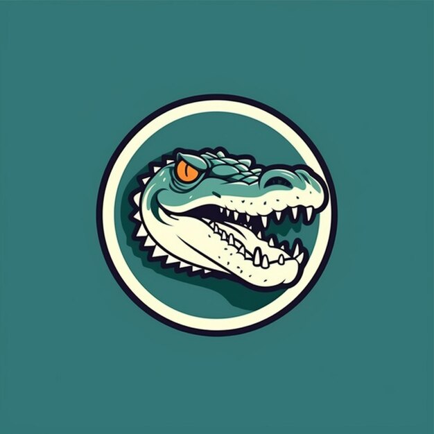 flat color crocodile logo vector