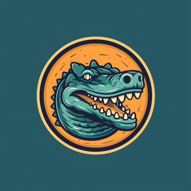 Photo flat color crocodile logo vector