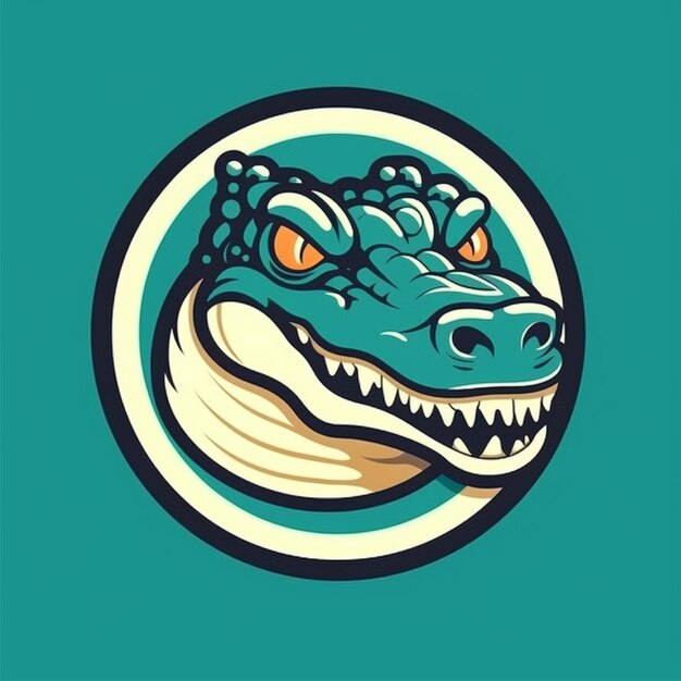 flat color crocodile logo vector