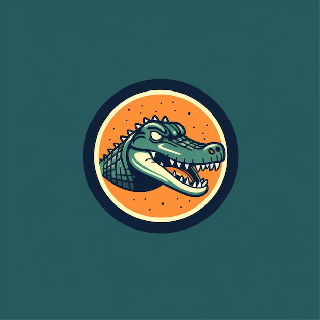 flat color crocodile logo vector