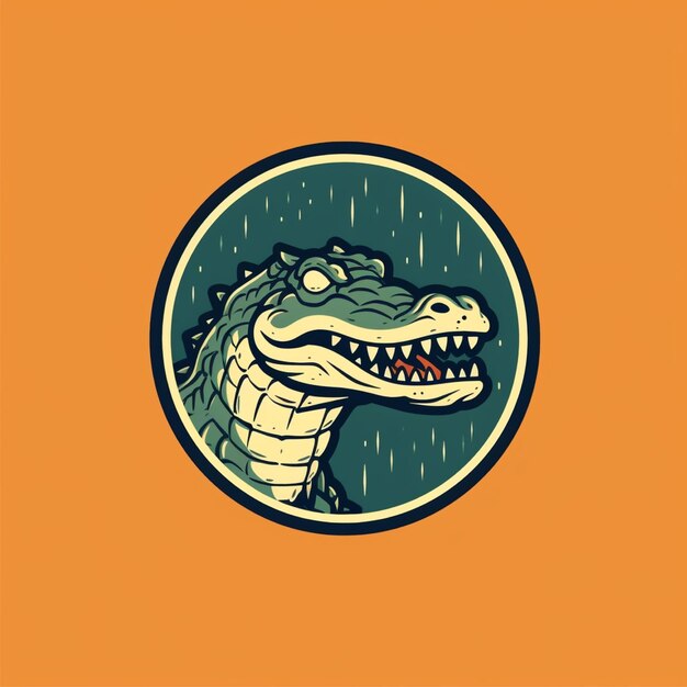 flat color crocodile logo vector