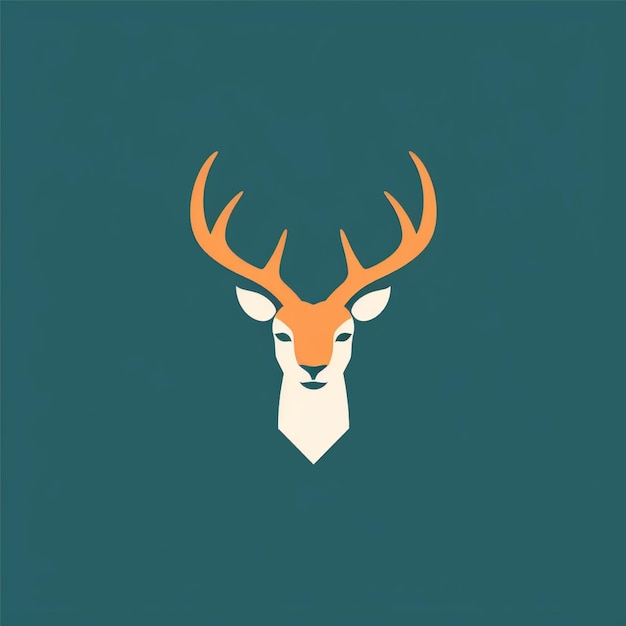 flat color deer logo vector