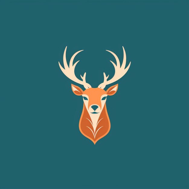 フラットカラーの鹿のロゴベクトル