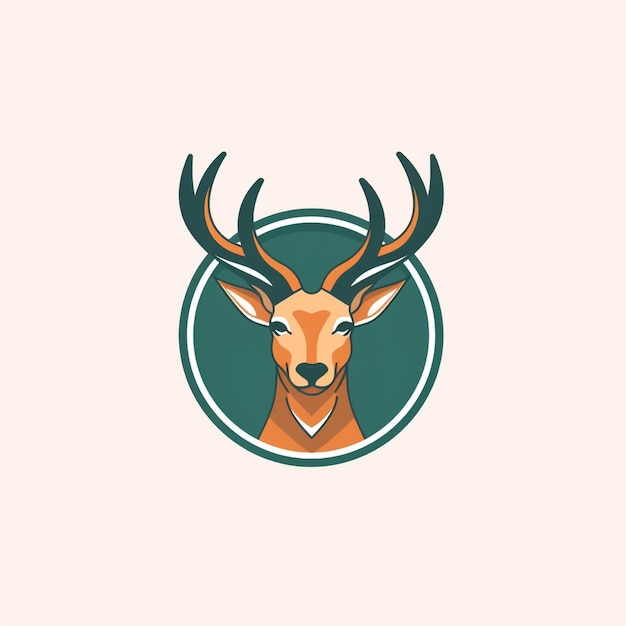 flat color deer logo vector