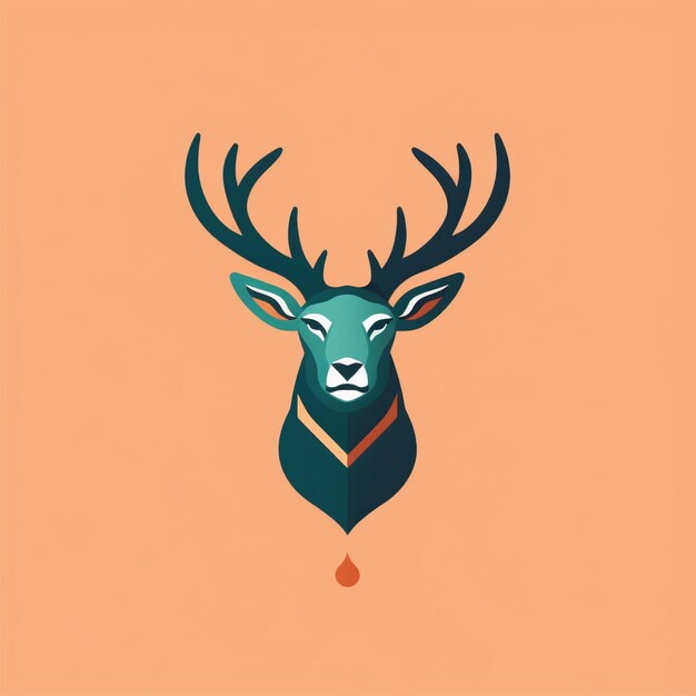 フラットカラーの鹿のロゴベクトル