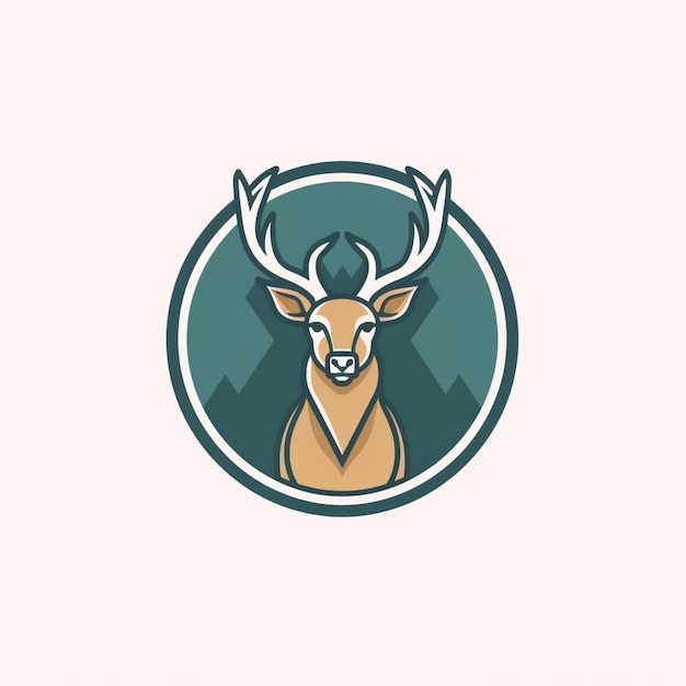 flat color deer logo vector