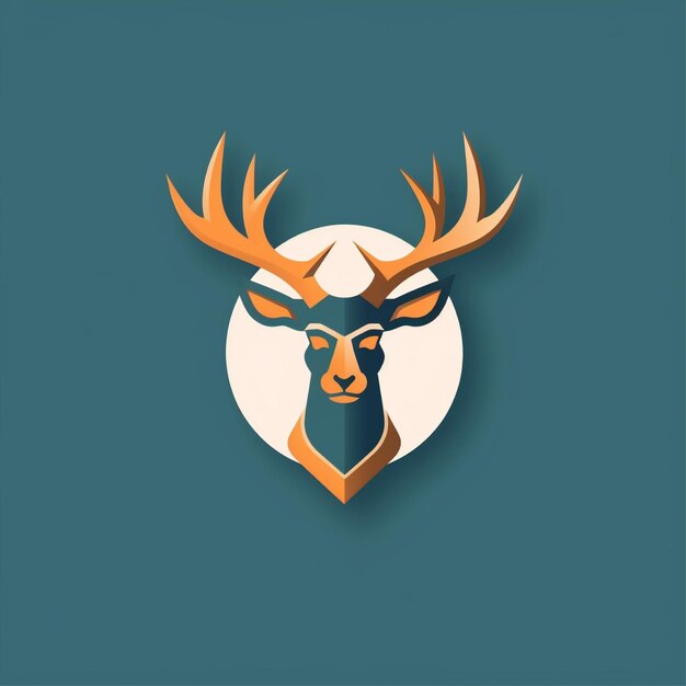 flat color deer logo vector