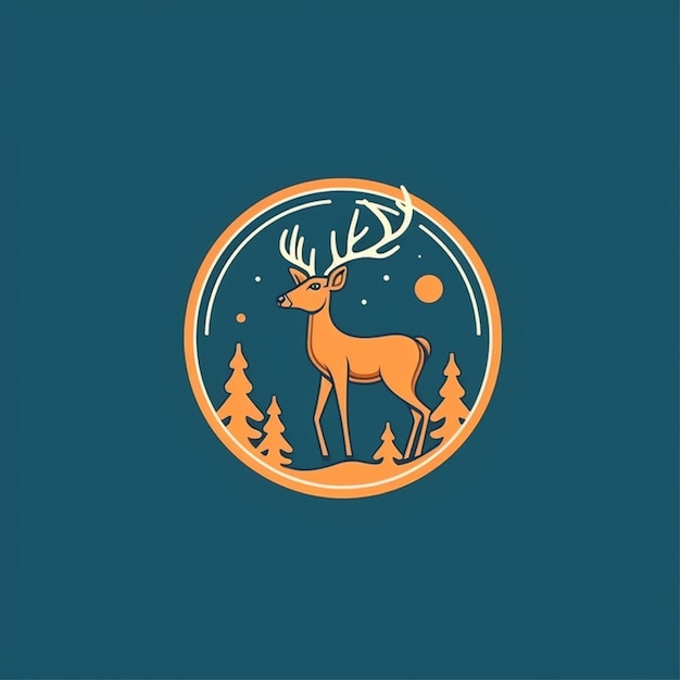 flat color deer logo vector