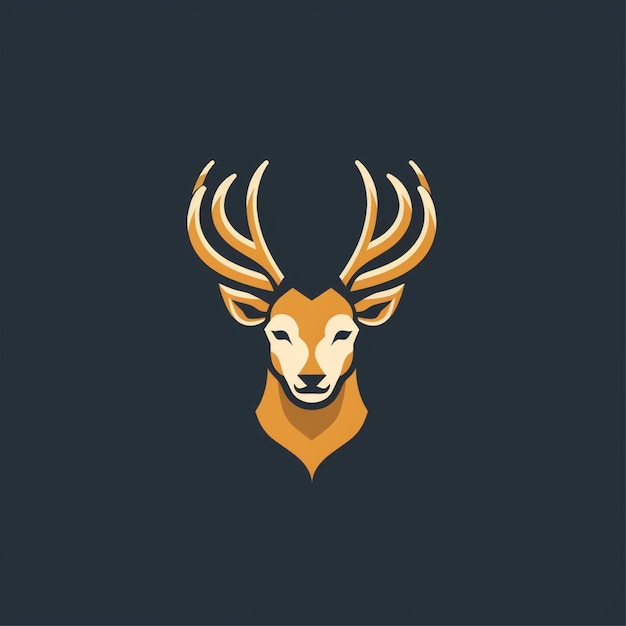 flat color deer logo vector