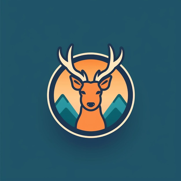 flat color deer logo vector