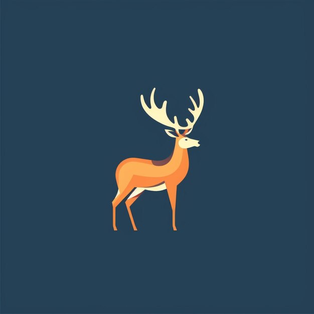 flat color deer logo vector