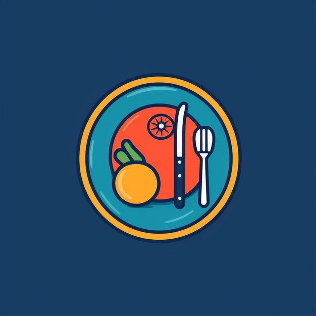 flat color dining logo vector