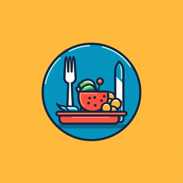 flat color dining logo vector